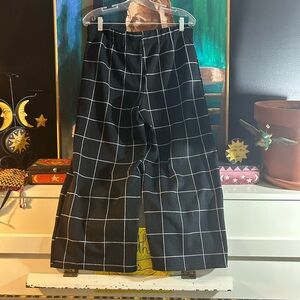 Jules & Leopold Black Grid Cropped Wide Leg Pants Large
